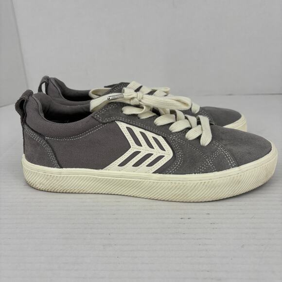 Cariuma Catiba Pro Low Skate Sneakers Womens Size 8.5 Gray Ivory Suede Cork - Picture 2 of 10